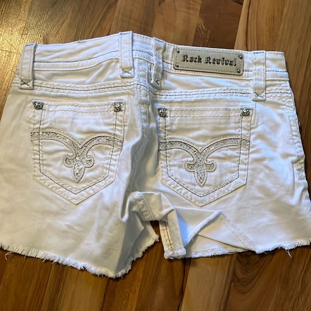 Rock Revival white denim shorts